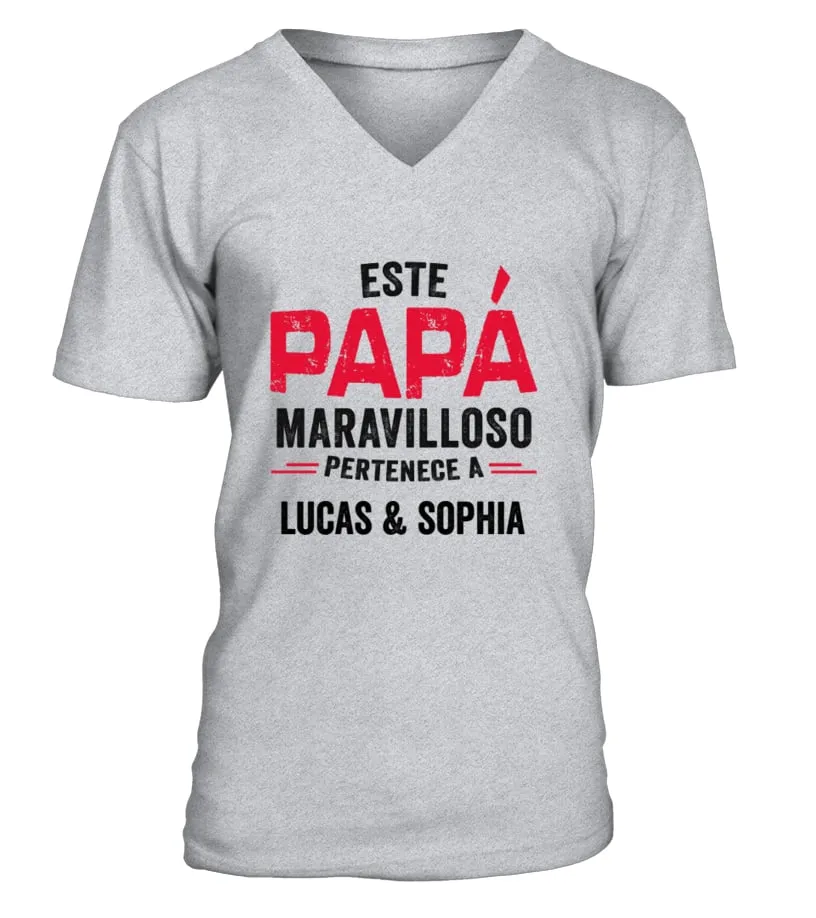 Este Papá maravilloso pertenece a Lucas & Sophia Camiseta cuello en V Unisex