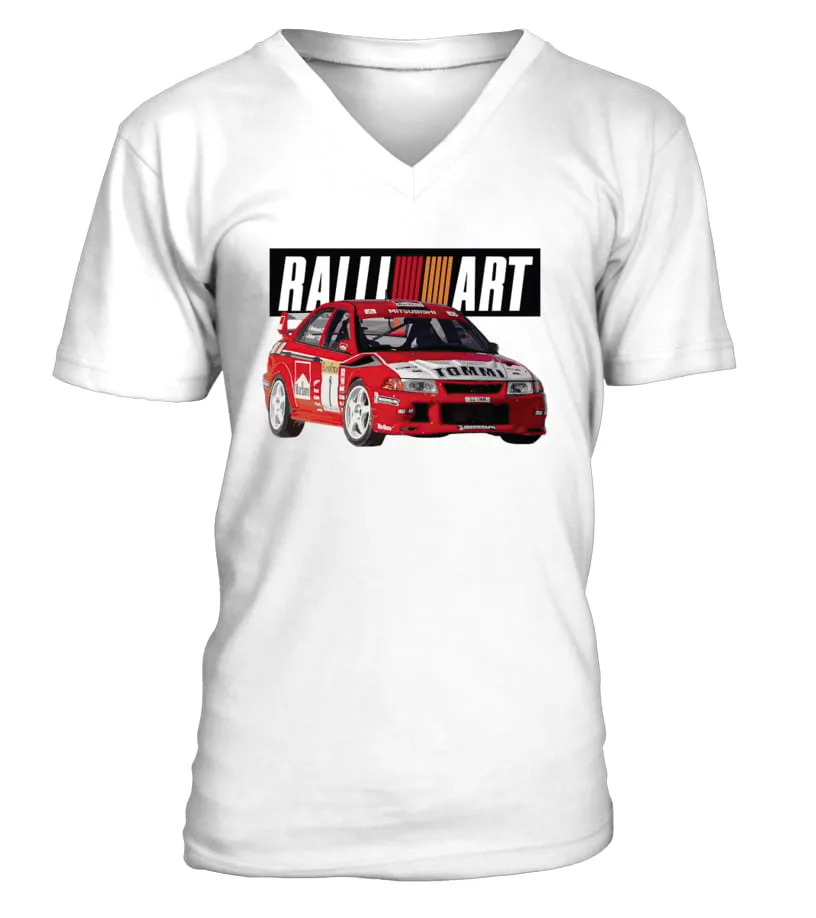 EVO 6 TME WRC RALLIART MITSUBISH EVOLUTION ENKEI TOMMI MäKINEN CLASSIC CAMISETA CUELLO EN V UNISEX
