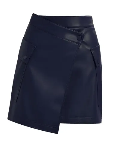 Falda de piel azul marino Gradual