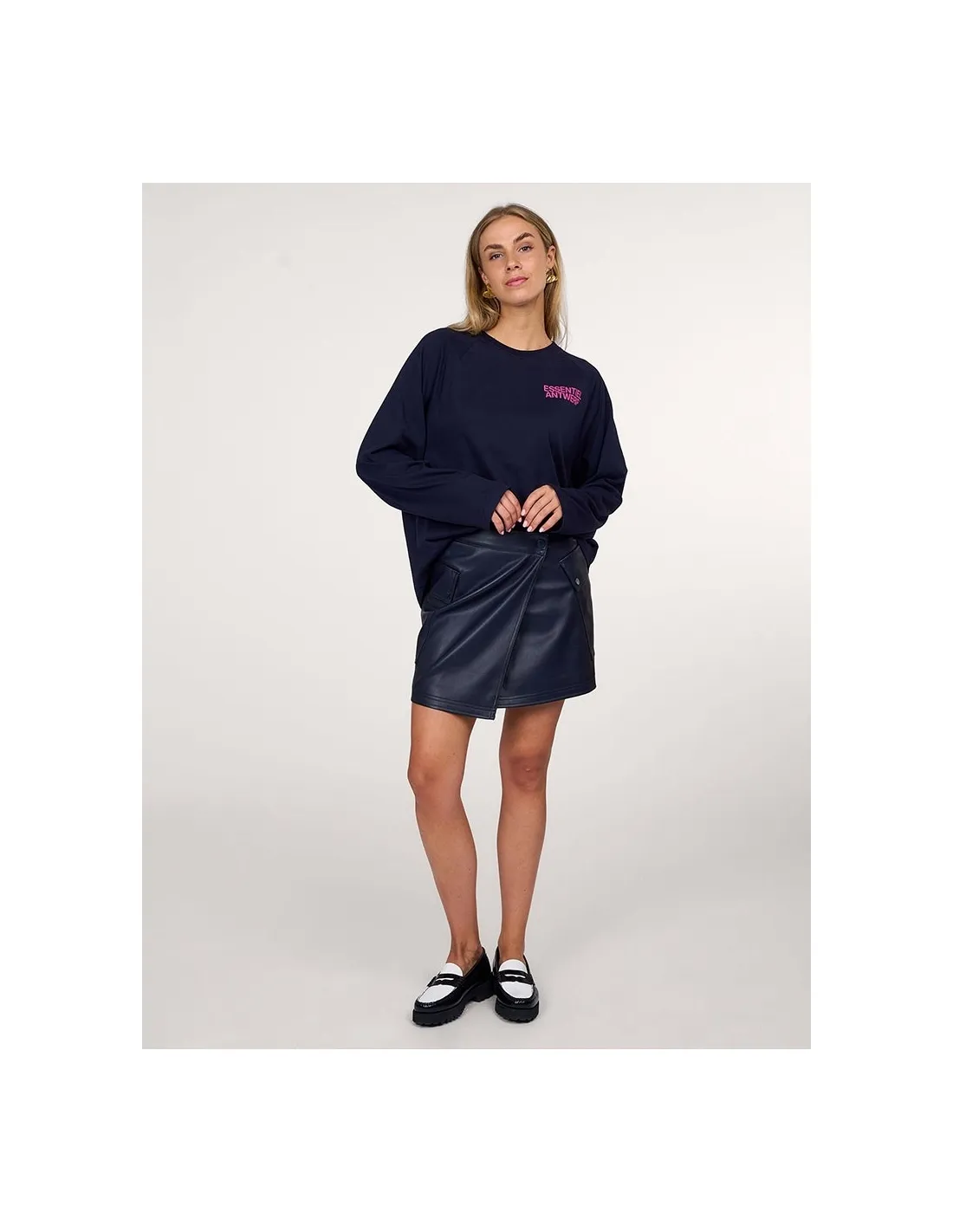 Falda de piel azul marino Gradual