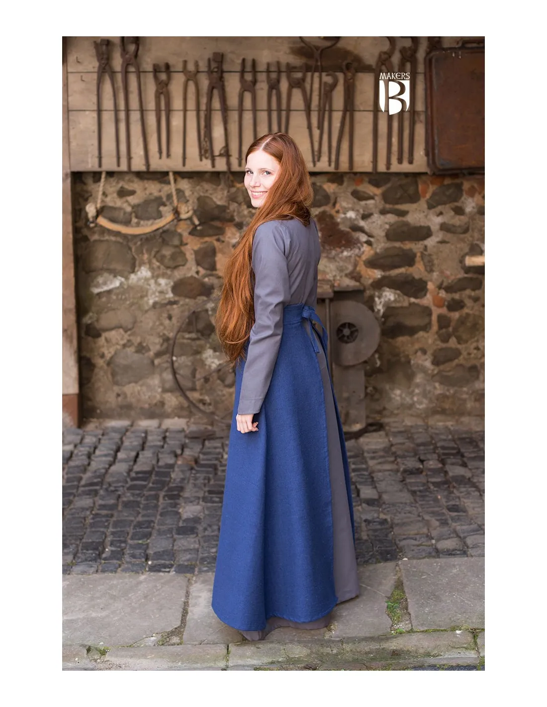 Falda medieval Mera, algodón azul
