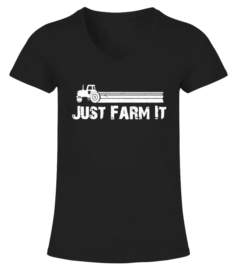 FARMING / FARMER TRACTOR TSHIRT CAMISETA CUELLO PICO MUJER