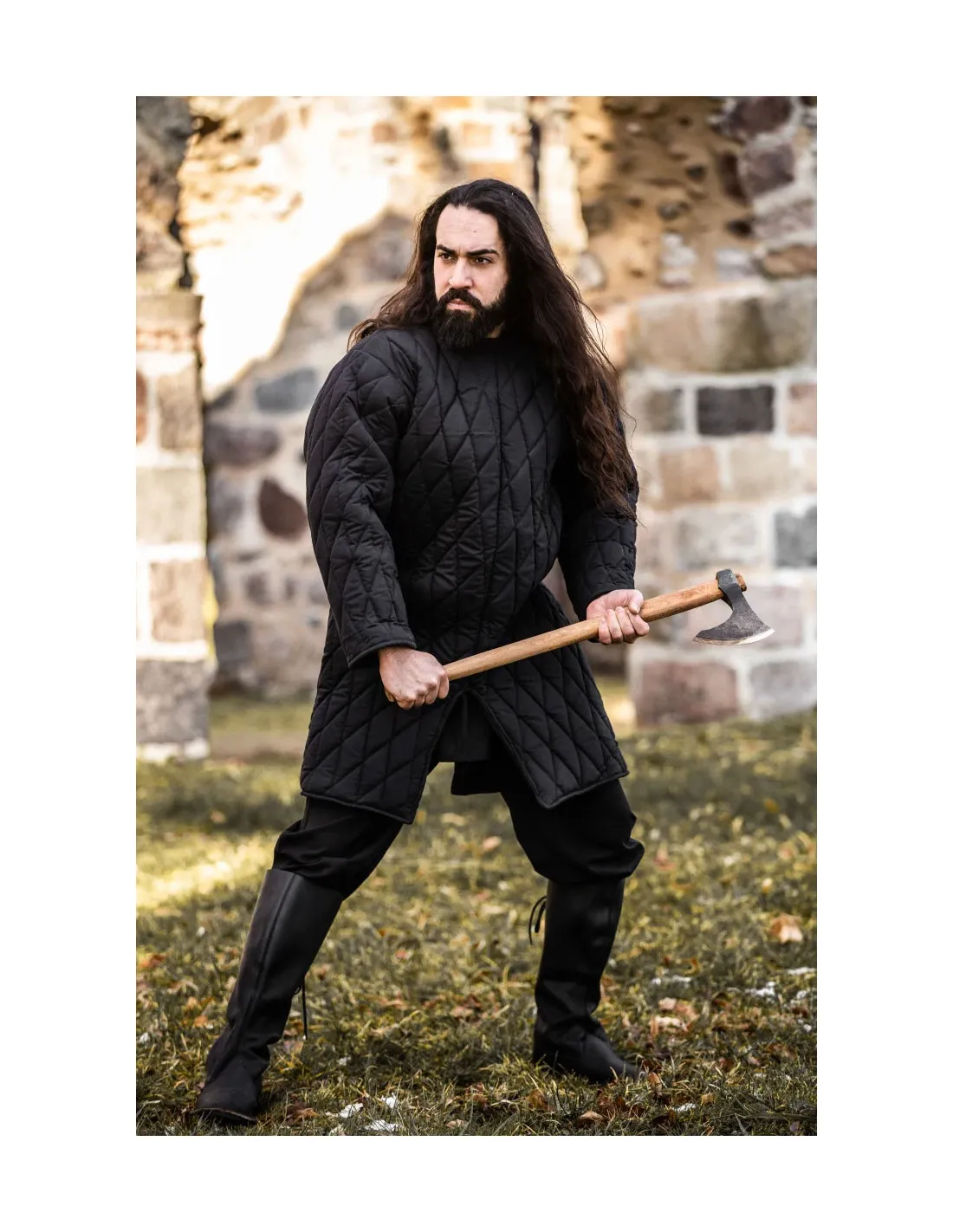 Gambesón medieval acolchado negro, Nils
