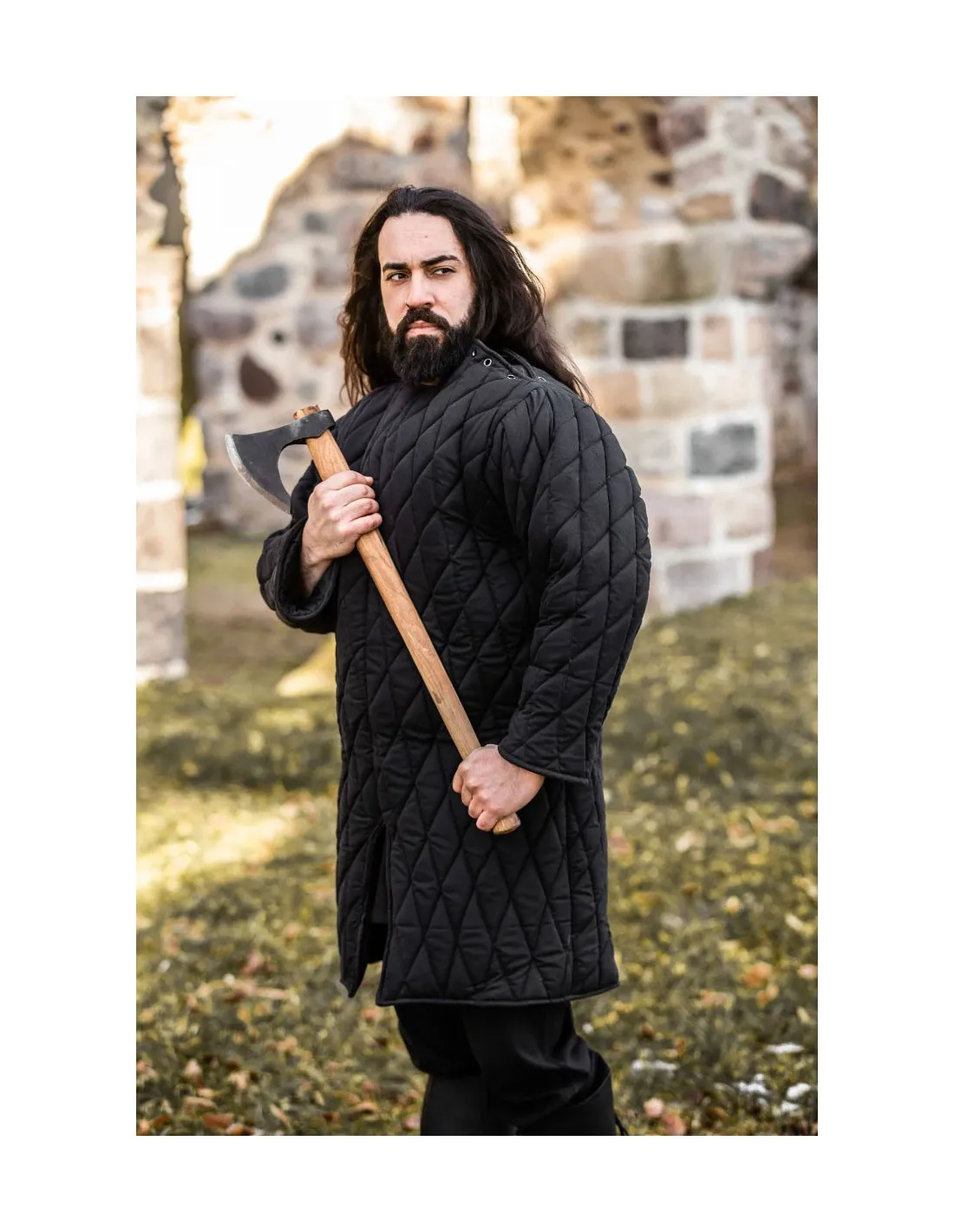 Gambesón medieval acolchado negro, Nils