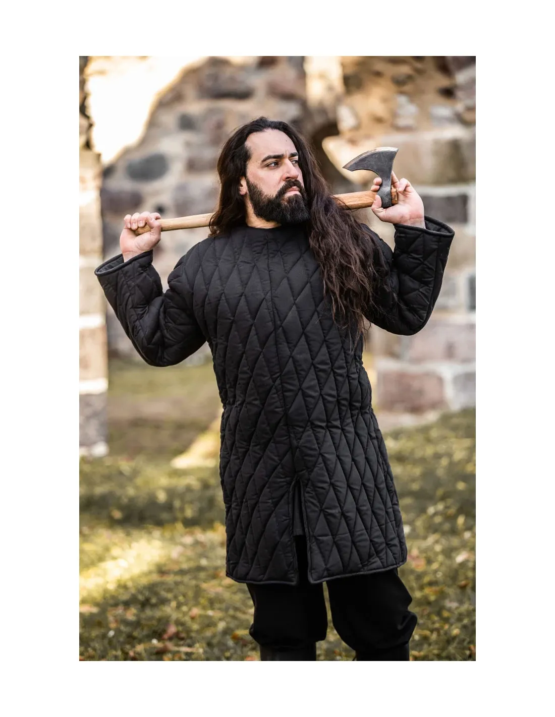 Gambesón medieval acolchado negro, Nils
