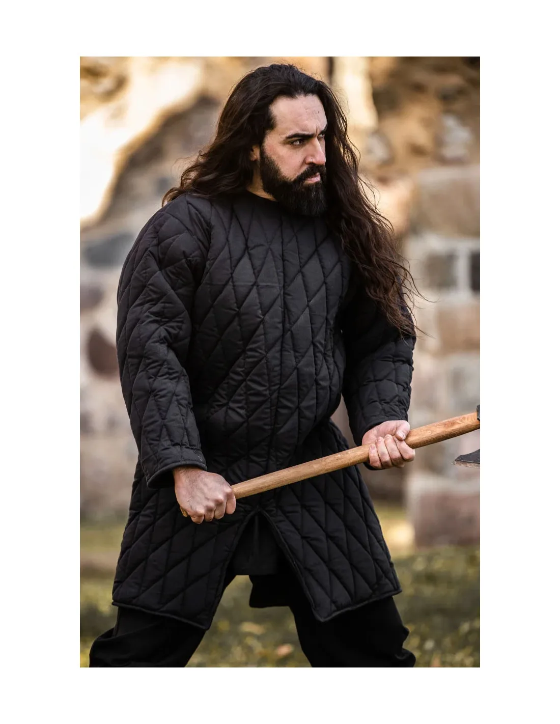 Gambesón medieval acolchado negro, Nils