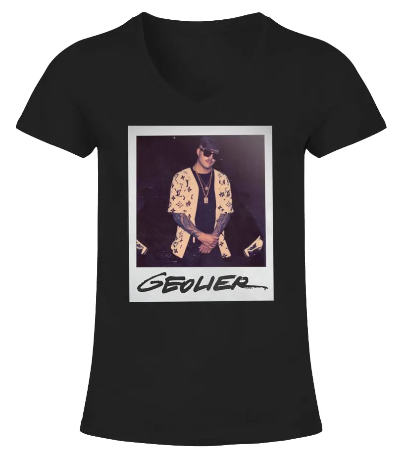 GEOLIER  EMANUELE ALBUM   GEôLIER2 OFFICIAL MERCH TSHIRT CAMISETA CUELLO PICO MUJER