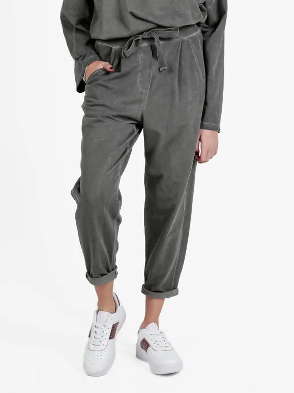 Gioya Pantalón jogger de mujer de algodón con cordón