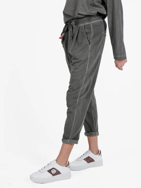 Gioya Pantalón jogger de mujer de algodón con cordón