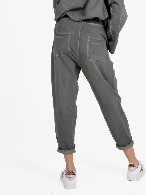 Gioya Pantalón jogger de mujer de algodón con cordón