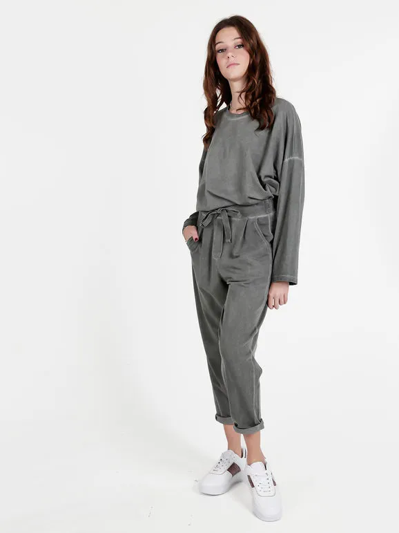 Gioya Pantalón jogger de mujer de algodón con cordón
