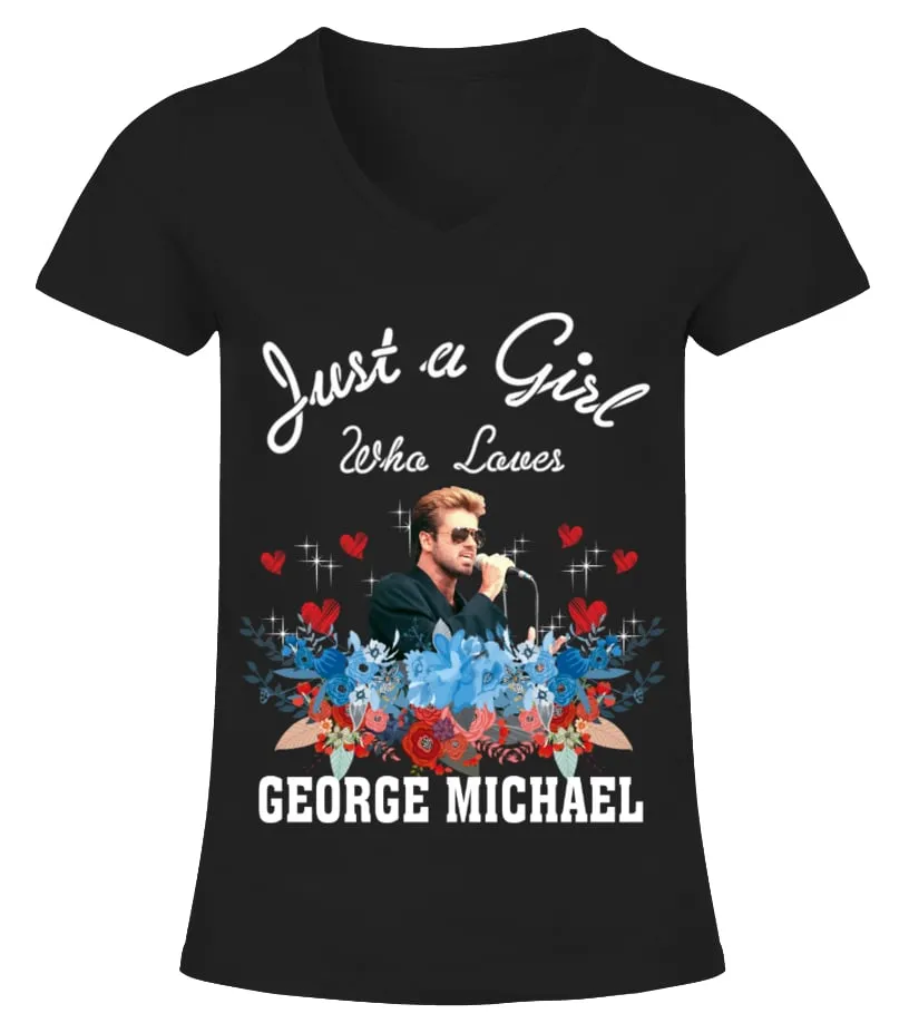 GIRL WHO LOVES GEORGE MICHAEL Camiseta cuello pico Mujer