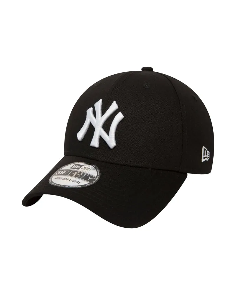 GORRA NEW ERA NEGRA LOGO NY BLANCO BORDADO FRENTE VISERA CURVA