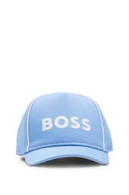 Gorra para niños en sarga de algodón con logo en contraste y ribetes
