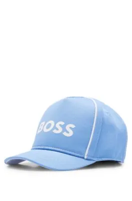 Gorra para niños en sarga de algodón con logo en contraste y ribetes