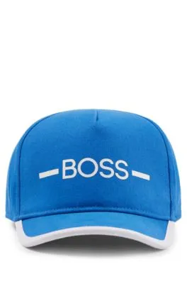 Gorra para niños en sarga de algodón con raya y logo