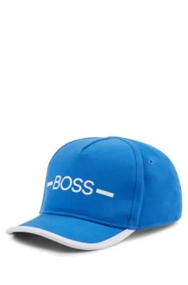 Gorra para niños en sarga de algodón con raya y logo
