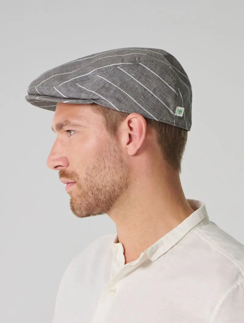 Gorra plana a rayas de cáñamo y algodón orgánico