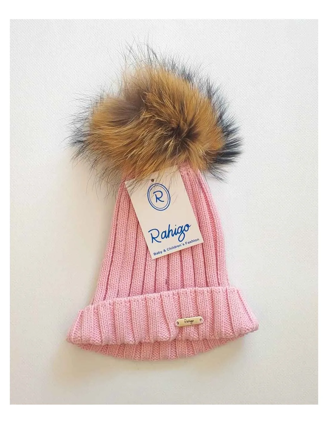Gorro Pompom Pelo Natural Unisex de Rahigo Moda Infantil