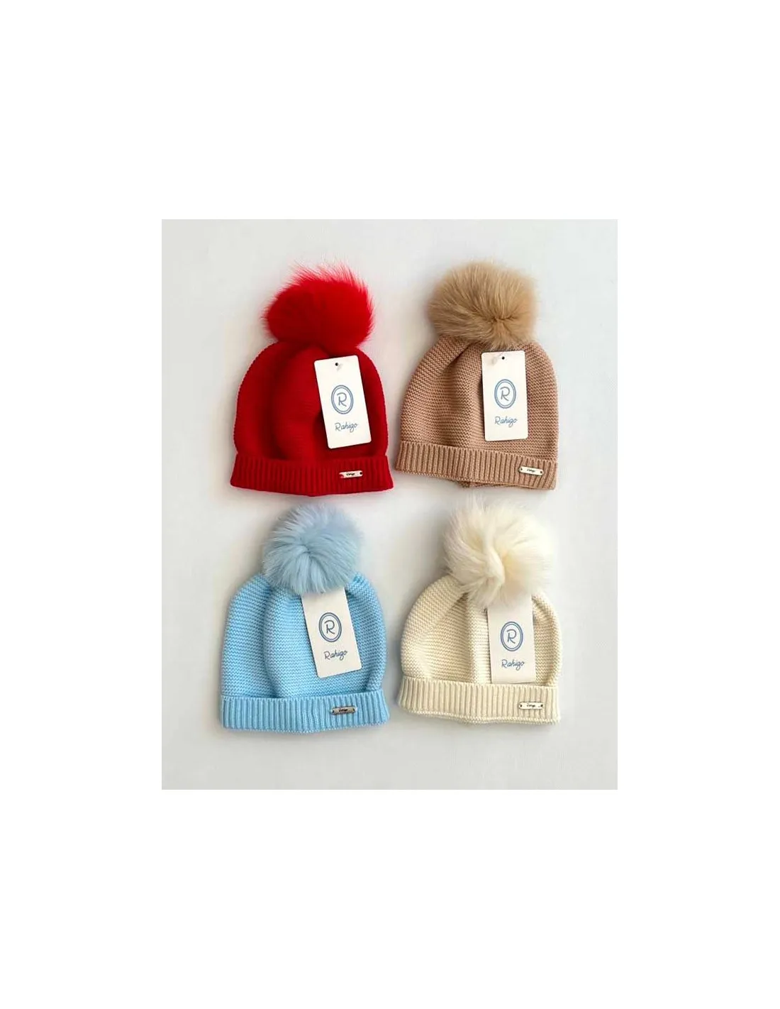 Gorro Punto Unisex Pompom Pelo al Tono de Rahigo