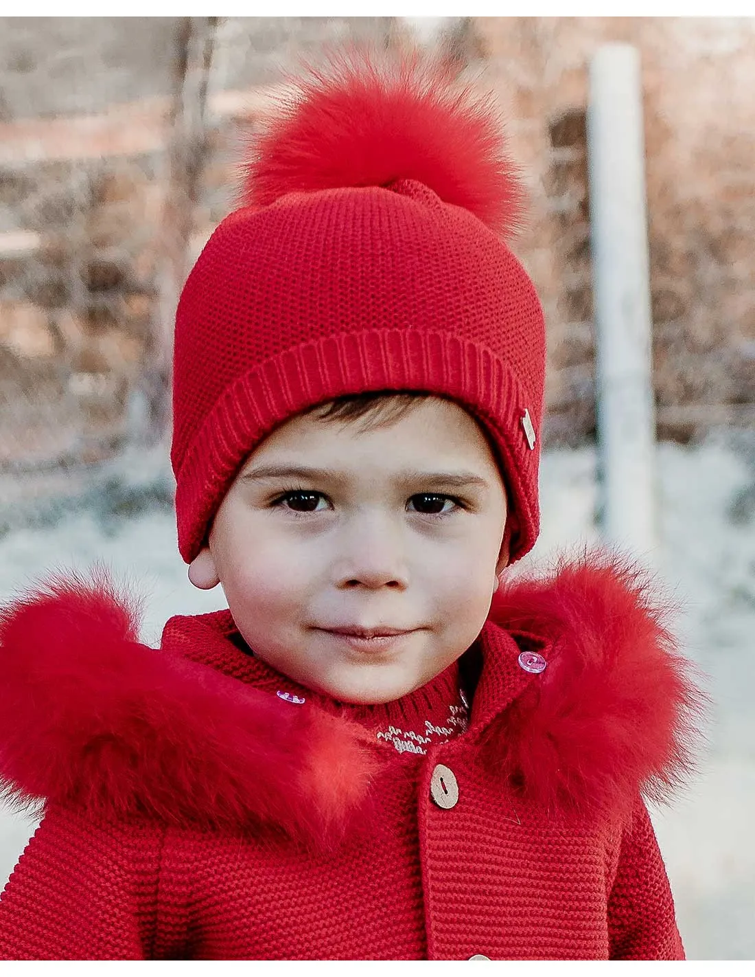 Gorro Punto Unisex Pompom Pelo al Tono de Rahigo