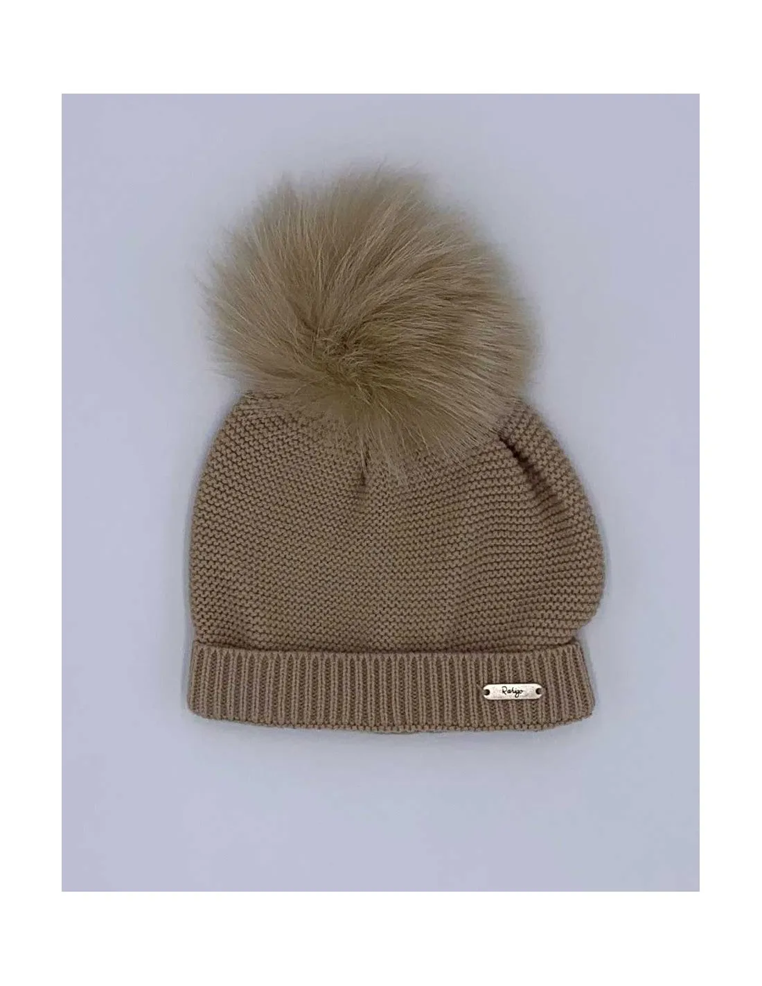 Gorro Punto Unisex Pompom Pelo al Tono de Rahigo