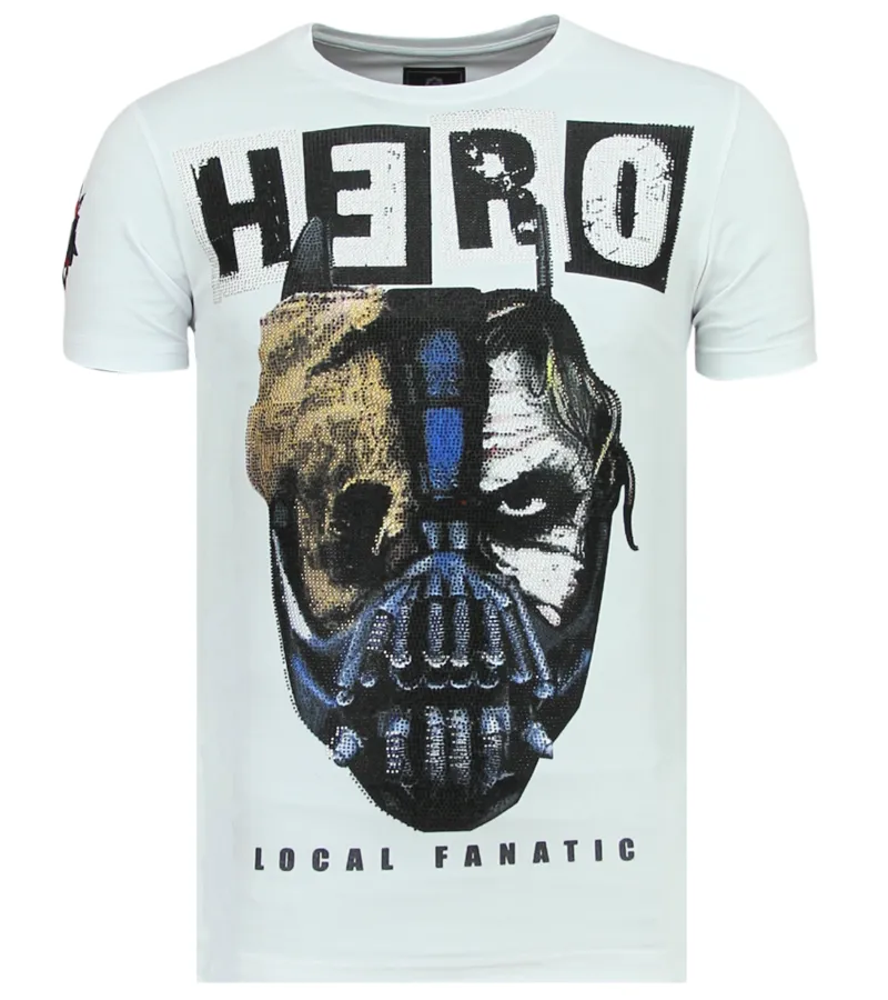 HERO MASK RHINESTONE  CAMISETA HOMBRE  6323W  BLANCO
