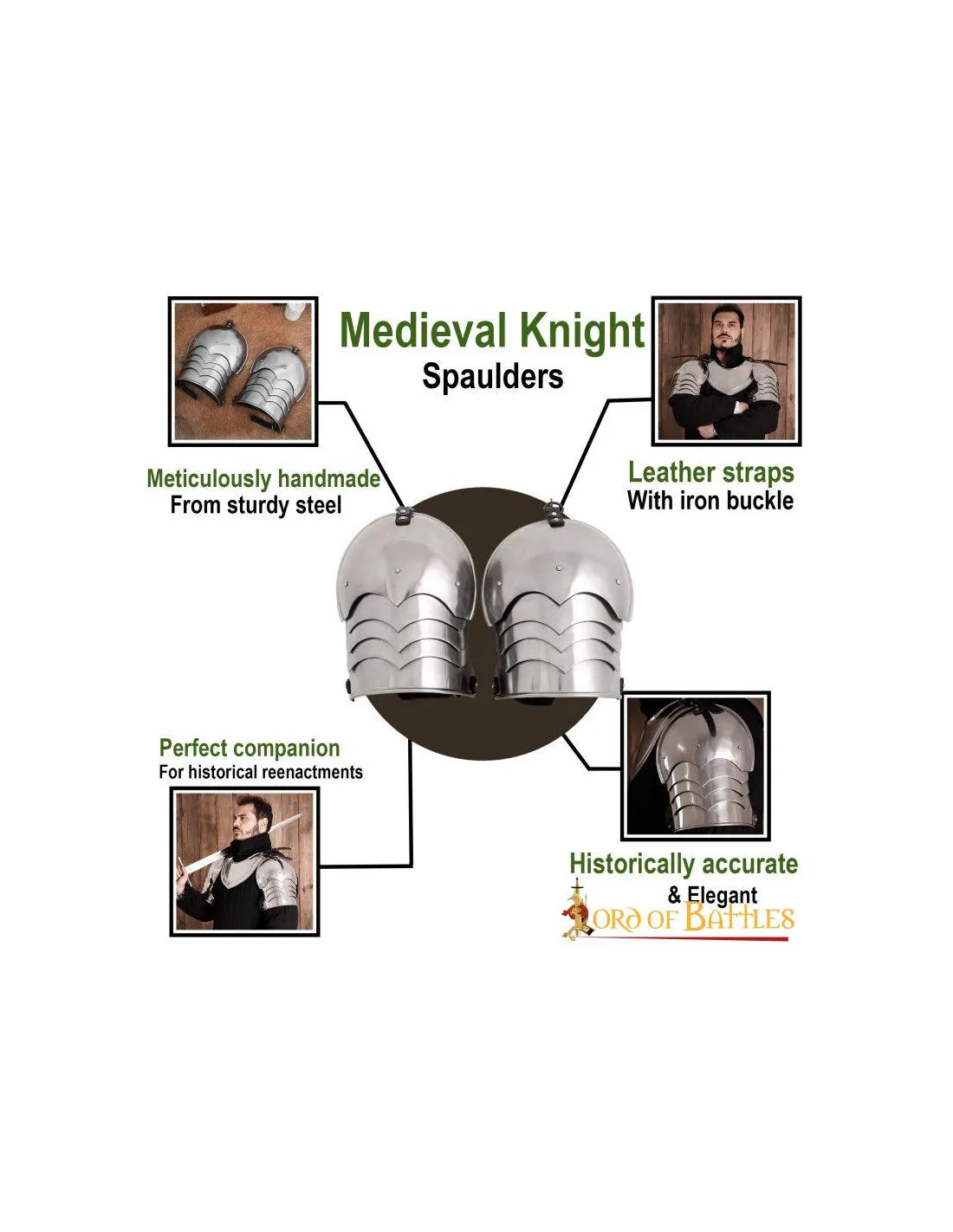 Hombreras funcionales de caballero medieval