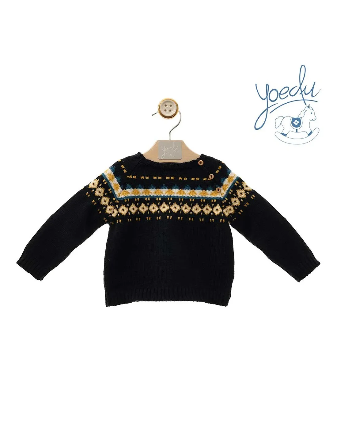 Jersey Bebé Niño Yoedu Moda Infantil Azul y Mostaza