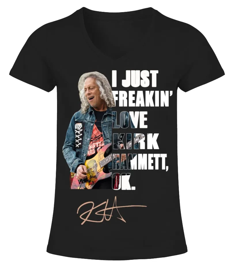 JUST FREAKIN' LOVE KIRK HAMMETT , OK. Camiseta cuello pico Mujer