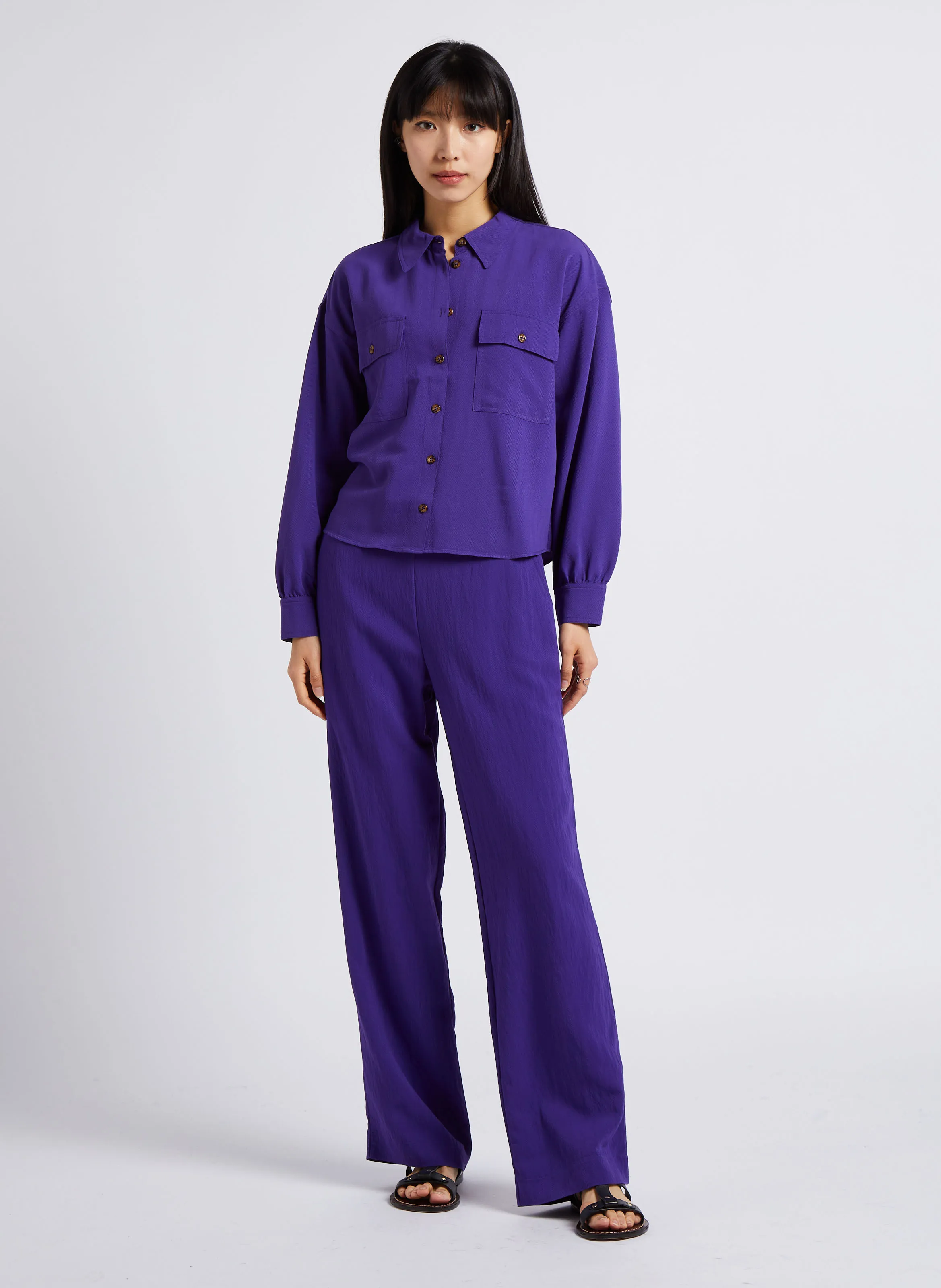 MAISON 123 LEANA BIS  PANTALóN ANCHO EN VIOLETA