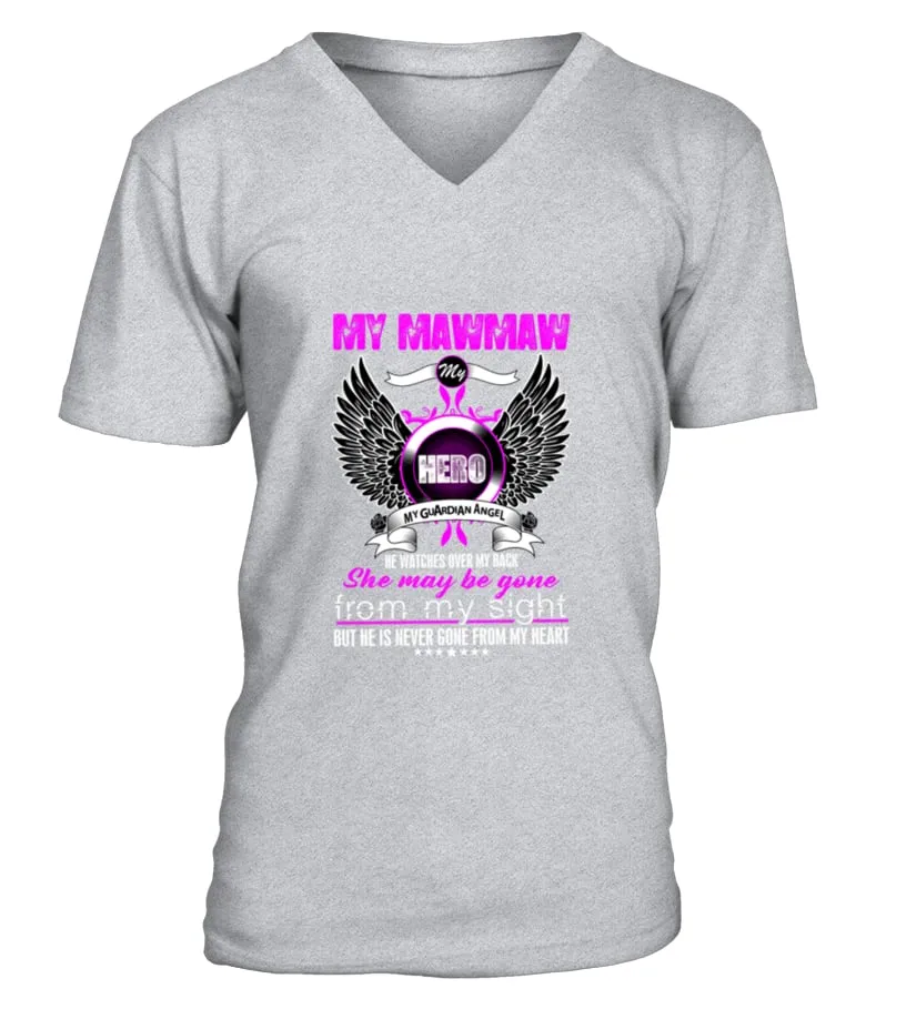 MAWMAW MY HERO MY GUARDIAN ANGEL SHE WATCHES OVER_2 TSHIRT TSHIRT CAMISETA CUELLO EN V UNISEX