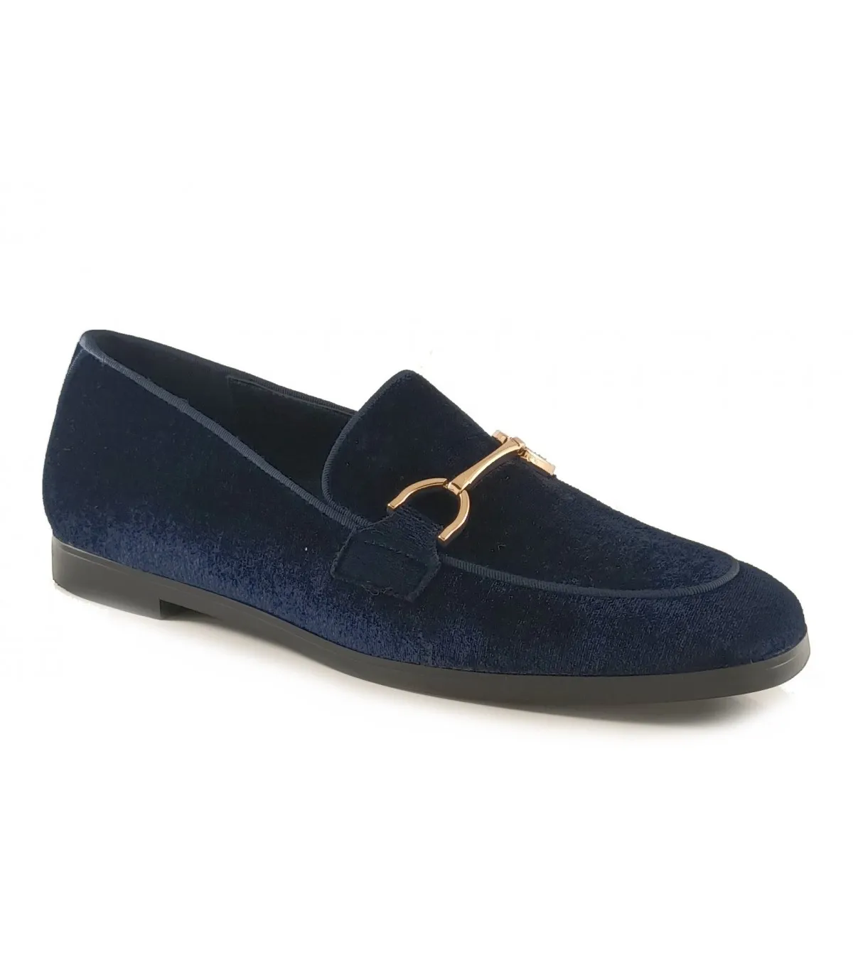Mocasín de terciopelo en azul