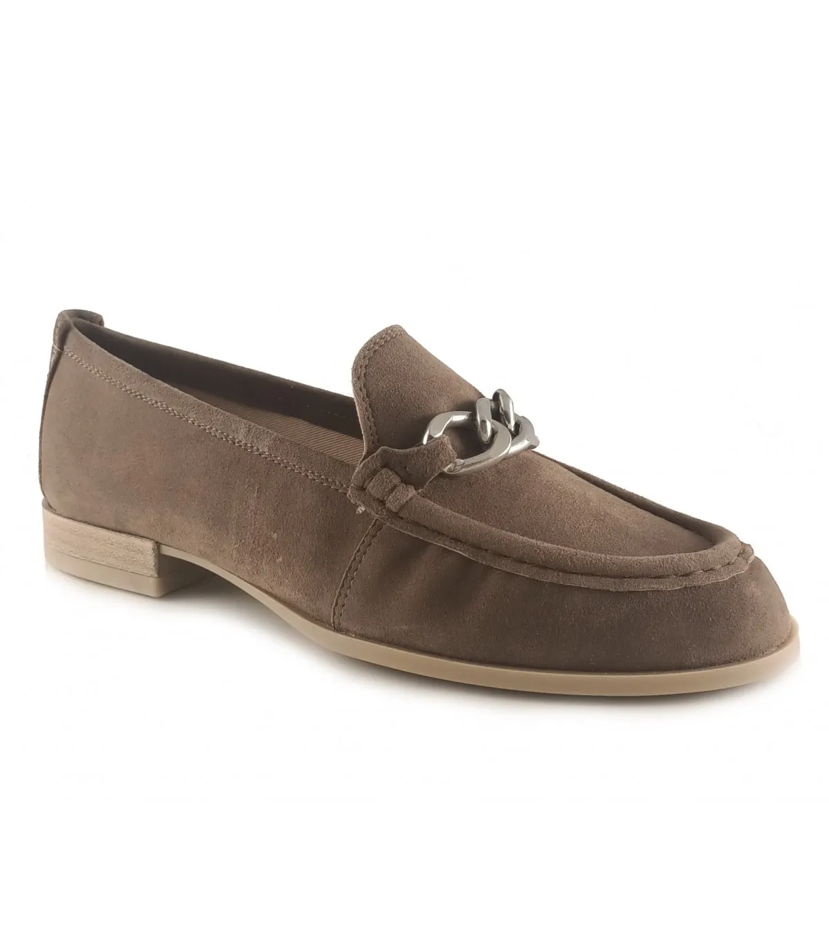 Mocasín wallabee para mujer con cadenas