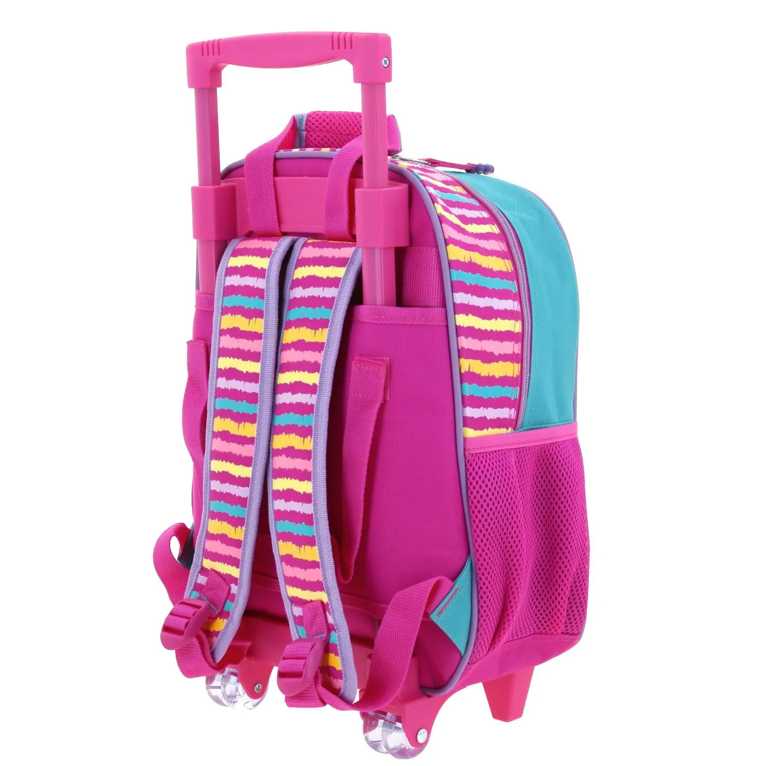 Mochila con Ruedas Rosa Con Azul Líneas Happy Girl Kinder