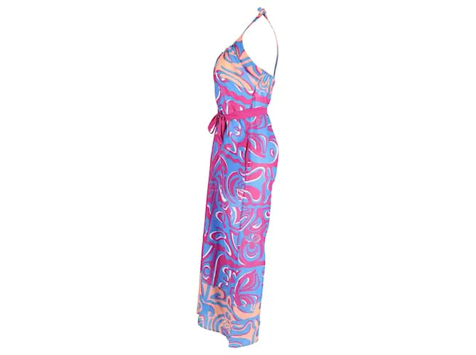 Mono impreso con cuello halter Emilio Pucci en viscosa fucsia 