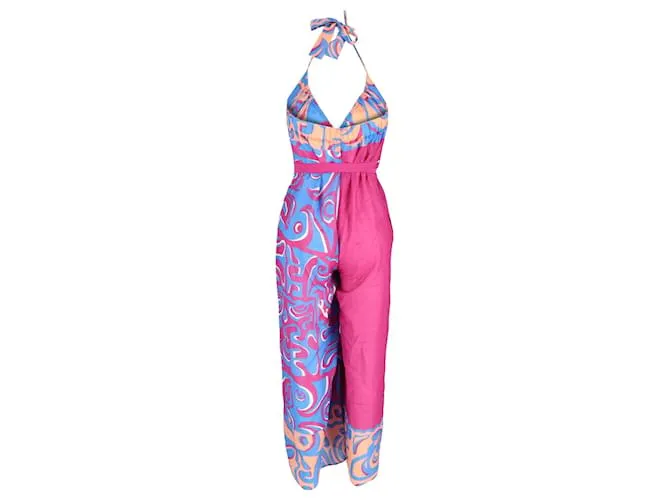 Mono impreso con cuello halter Emilio Pucci en viscosa fucsia 