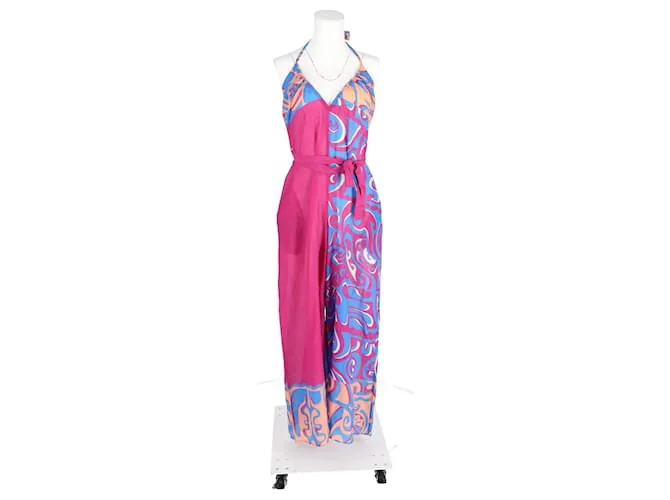 Mono impreso con cuello halter Emilio Pucci en viscosa fucsia 