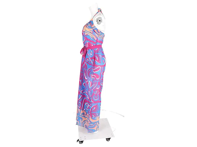 Mono impreso con cuello halter Emilio Pucci en viscosa fucsia 