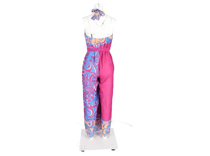Mono impreso con cuello halter Emilio Pucci en viscosa fucsia 
