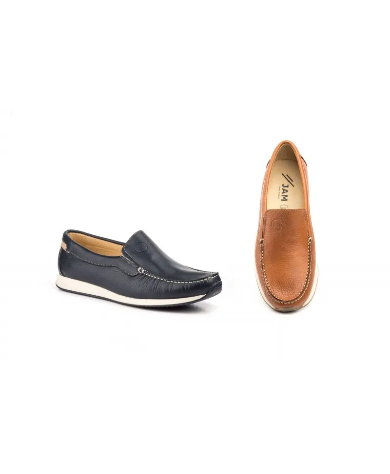 Náuticos Mocasín Hombre Piel Marino Cuero