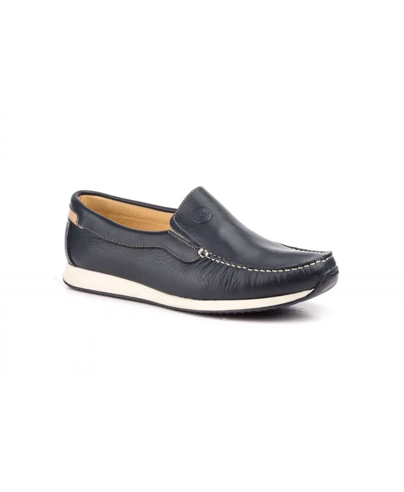Náuticos Mocasín Hombre Piel Marino Cuero