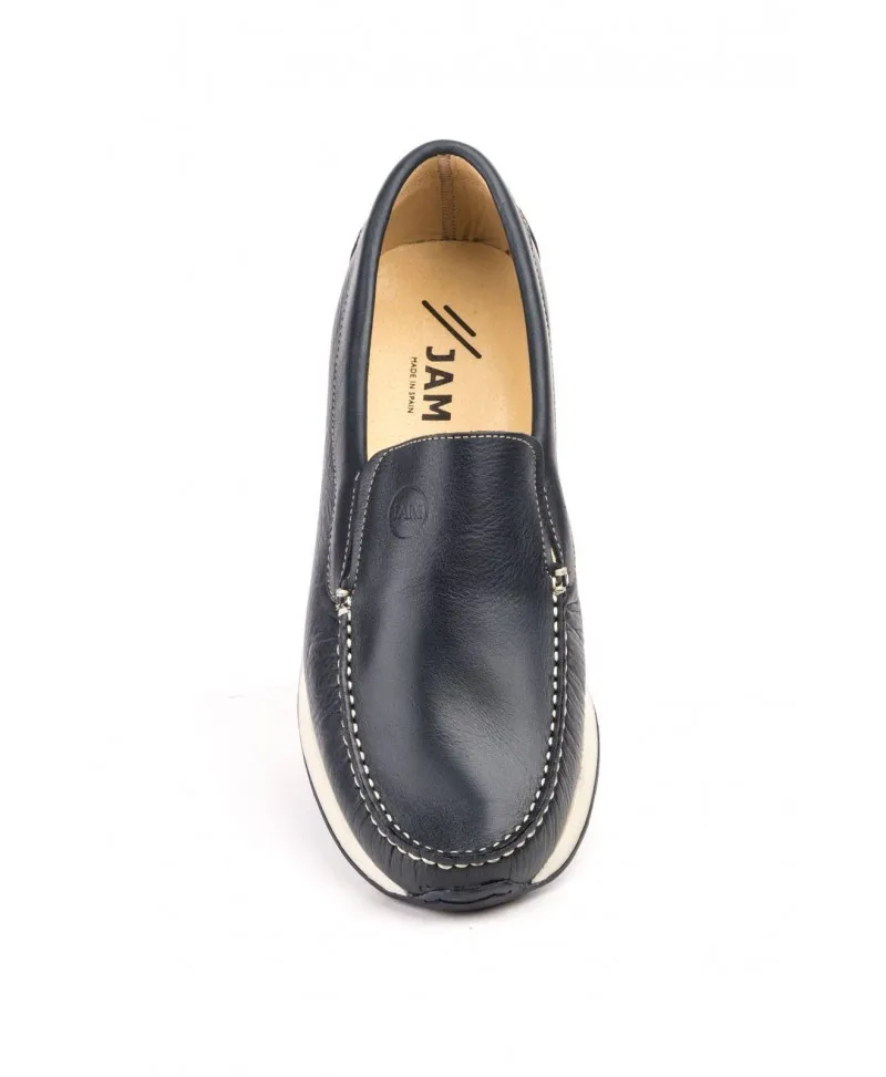 Náuticos Mocasín Hombre Piel Marino Cuero