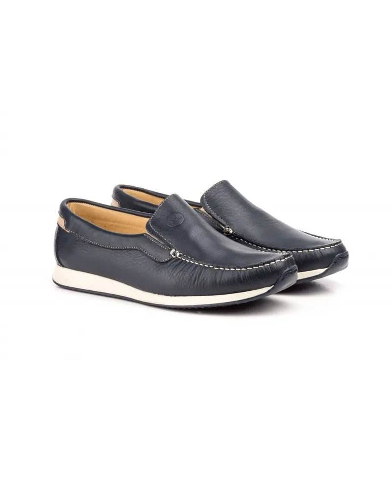 Náuticos Mocasín Hombre Piel Marino Cuero