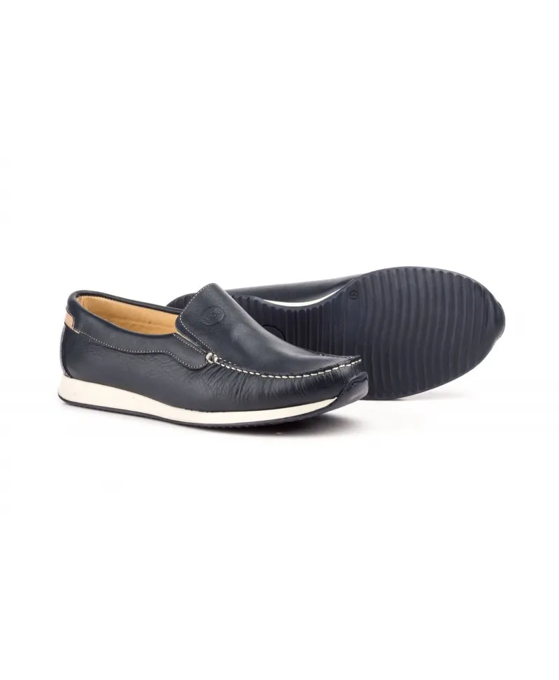 Náuticos Mocasín Hombre Piel Marino Cuero