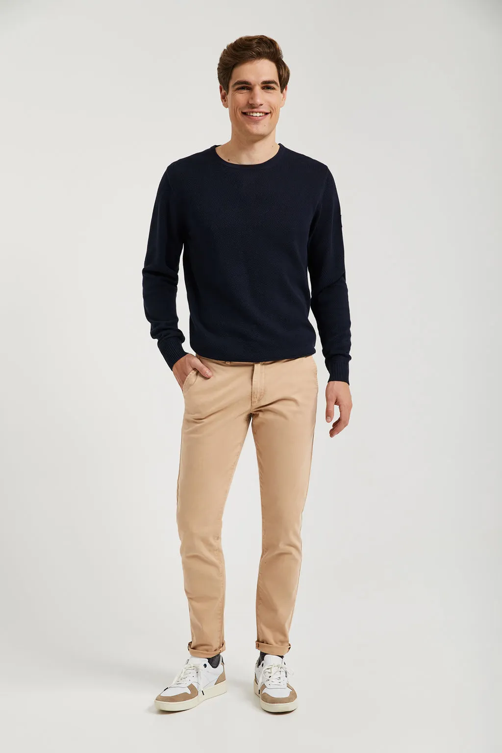 Pantalón chino arena de algodón elástico con detalles Polo Club