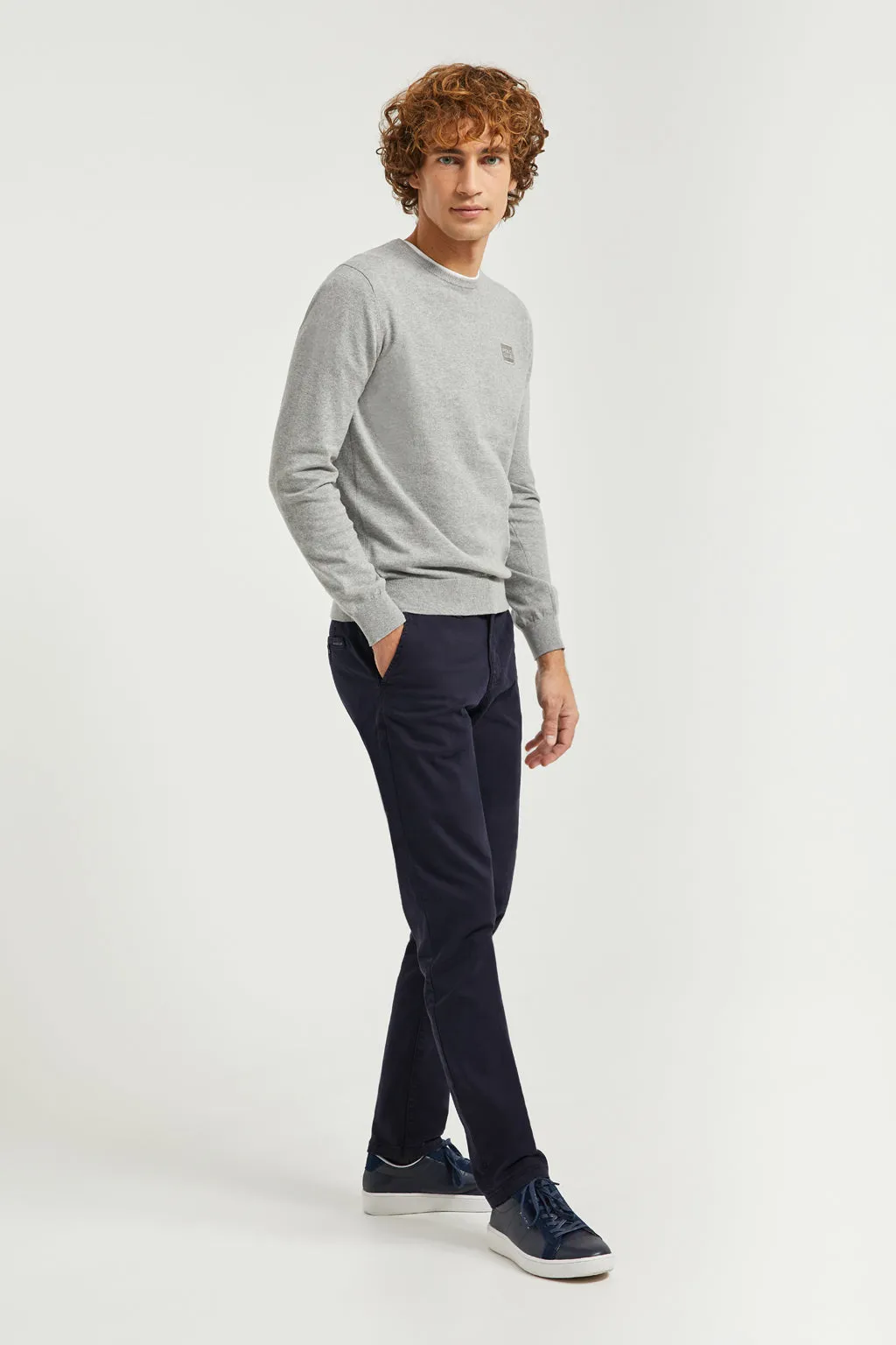 Pantalón chino azul marino de algodón elástico con detalles Polo Club