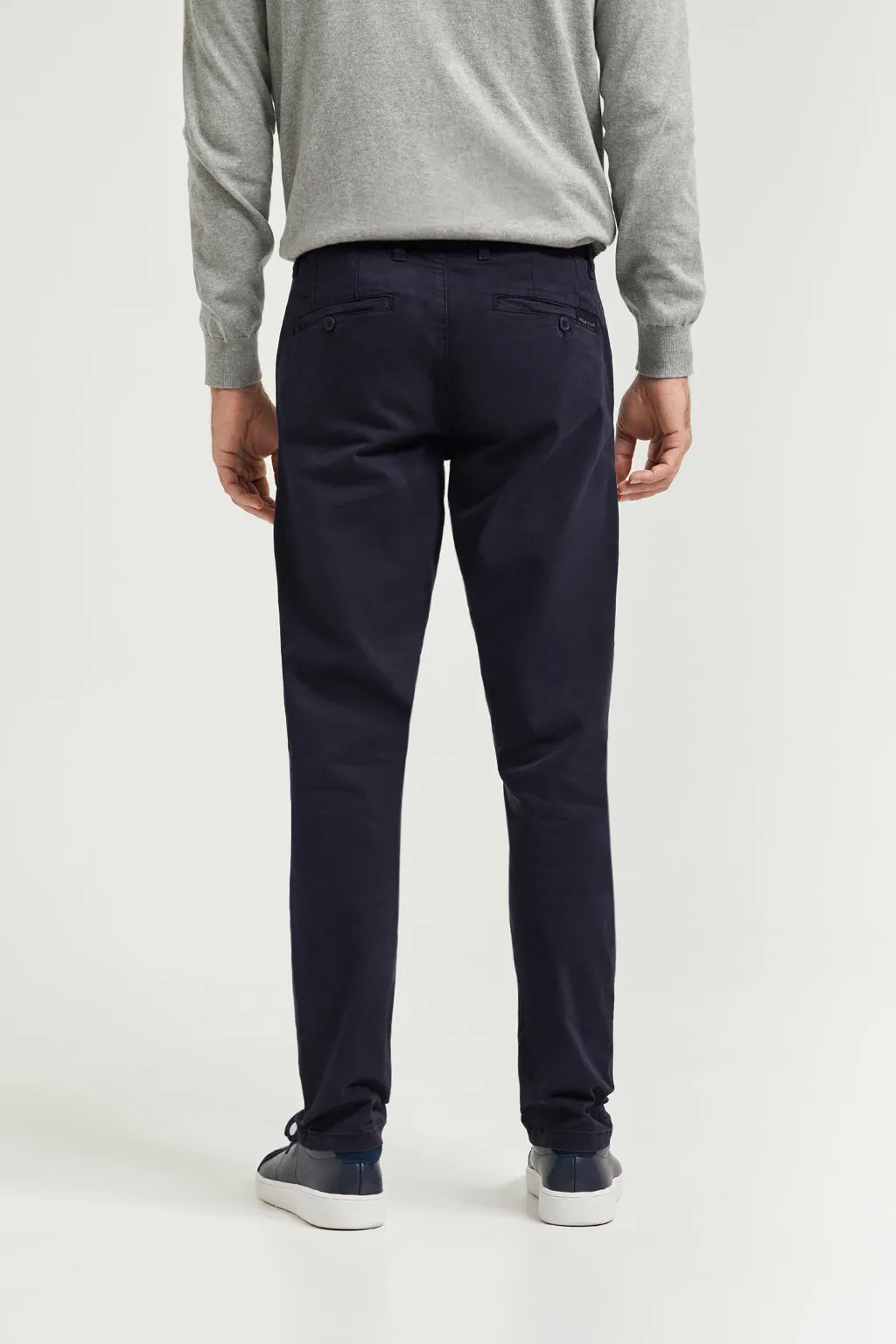 Pantalón chino azul marino de algodón elástico con detalles Polo Club