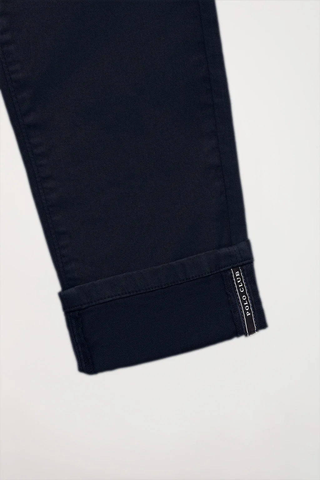 Pantalón chino azul marino de algodón elástico con detalles Polo Club