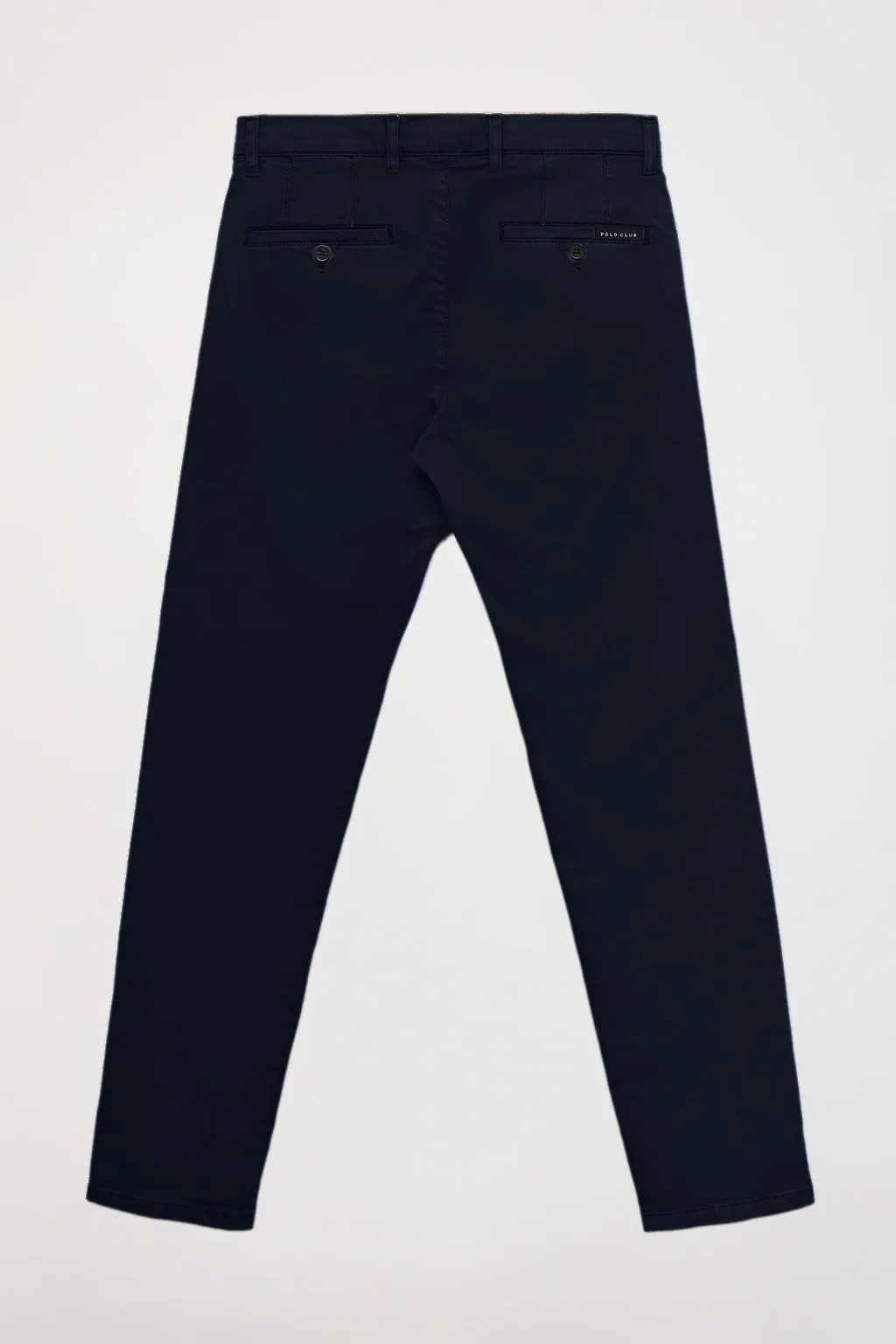 Pantalón chino azul marino de algodón elástico con detalles Polo Club